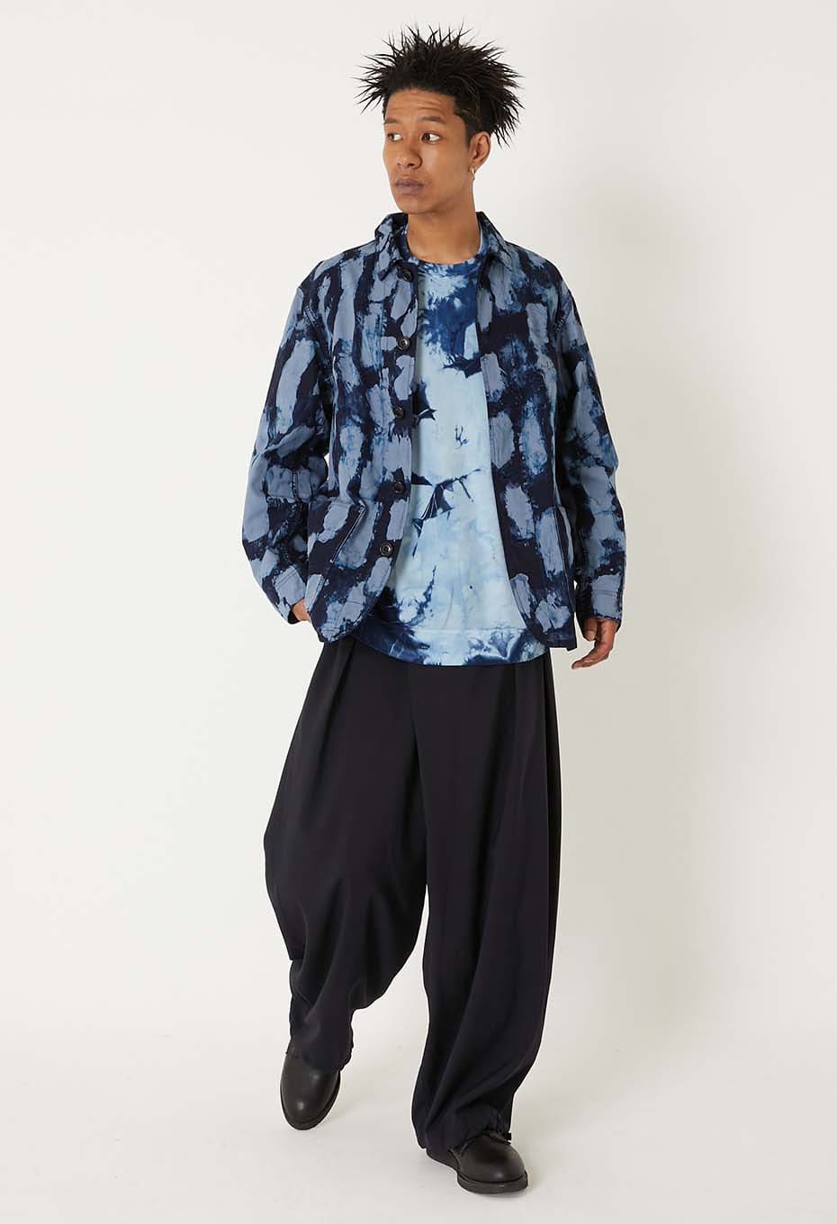 BLUE BLUE JAPAN DRY TOUCH POPLIN FULL WIDE PANTS - DARK NAVY