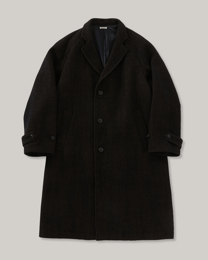 BLUE BLUE JAPAN ROVING TWEED CHESTER COAT - DARK NAVY