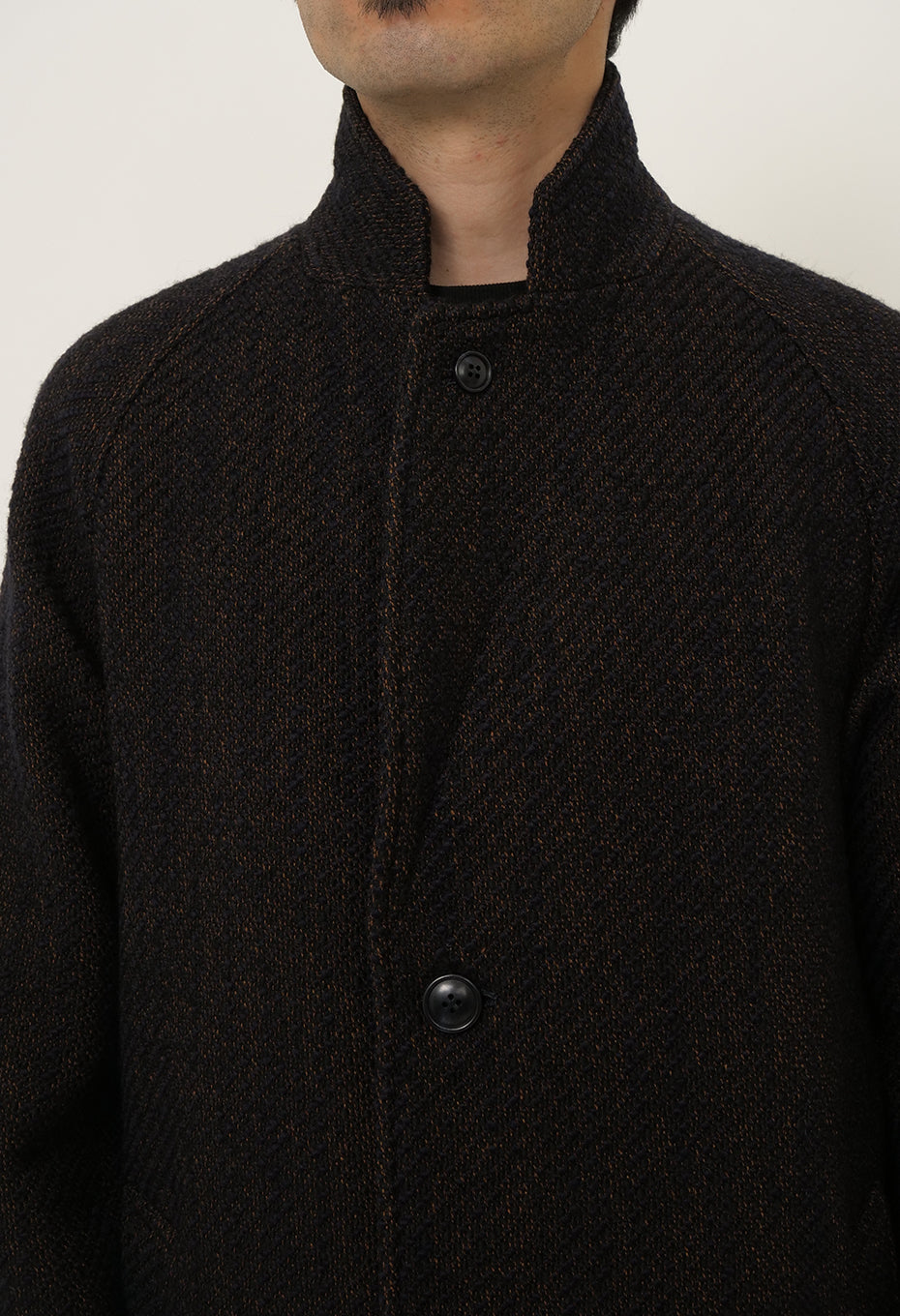 BLUE BLUE JAPAN ROVING TWEED CHESTER COAT - DARK NAVY