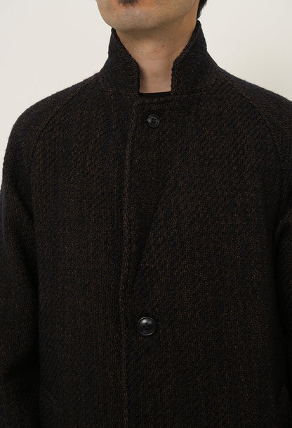 BLUE BLUE JAPAN ROVING TWEED CHESTER COAT - DARK NAVY