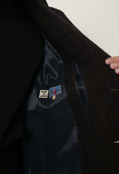 BLUE BLUE JAPAN ROVING TWEED CHESTER COAT - DARK NAVY