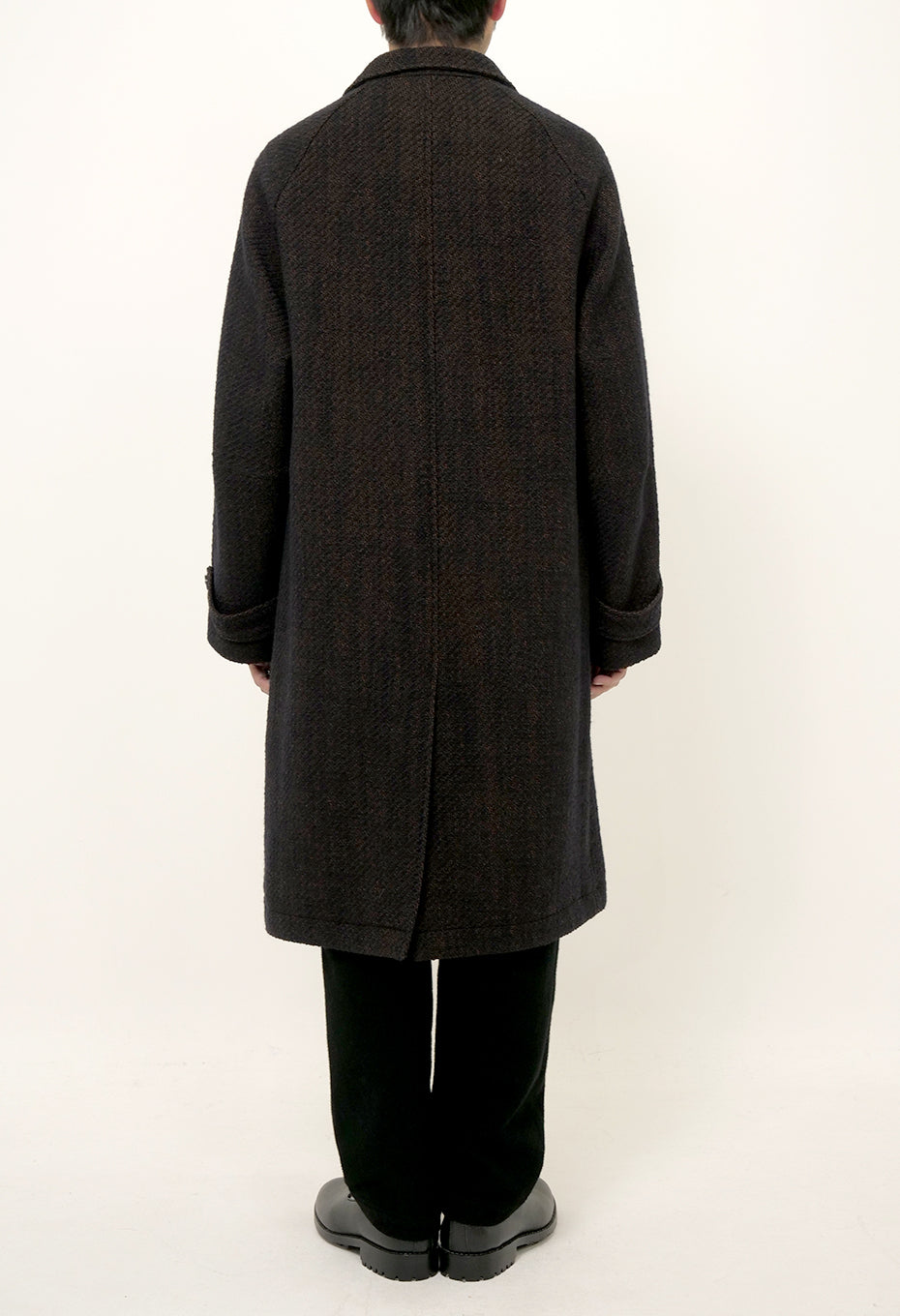 BLUE BLUE JAPAN ROVING TWEED CHESTER COAT - DARK NAVY