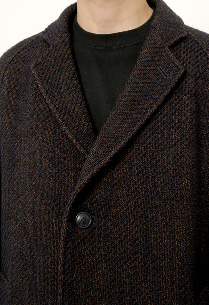BLUE BLUE JAPAN ROVING TWEED CHESTER COAT - DARK NAVY