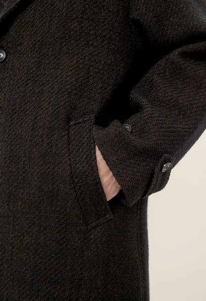 BLUE BLUE JAPAN ROVING TWEED CHESTER COAT - DARK NAVY