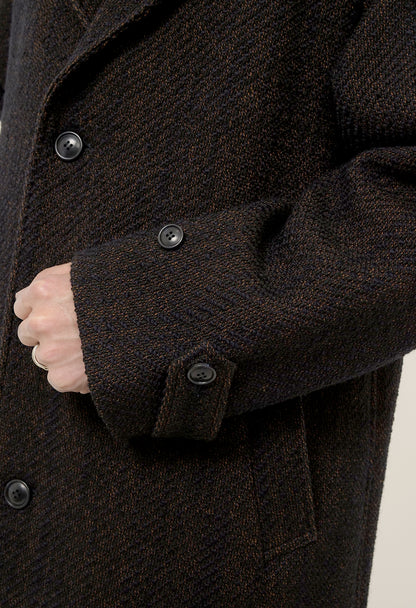 BLUE BLUE JAPAN ROVING TWEED CHESTER COAT - DARK NAVY