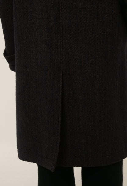 BLUE BLUE JAPAN ROVING TWEED CHESTER COAT - DARK NAVY