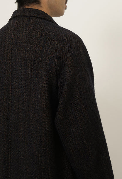 BLUE BLUE JAPAN ROVING TWEED CHESTER COAT - DARK NAVY