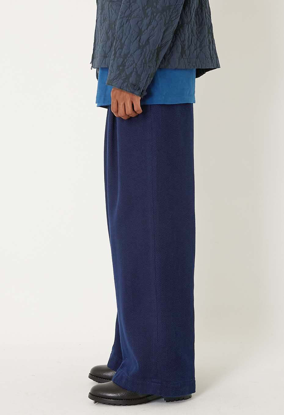 BLUE BLUE JAPAN  PURE INDIGO LIGHT SASHIKO TUCKED WIDE PANTS
