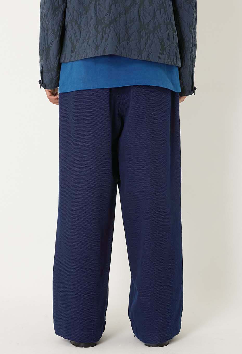 BLUE BLUE JAPAN  PURE INDIGO LIGHT SASHIKO TUCKED WIDE PANTS