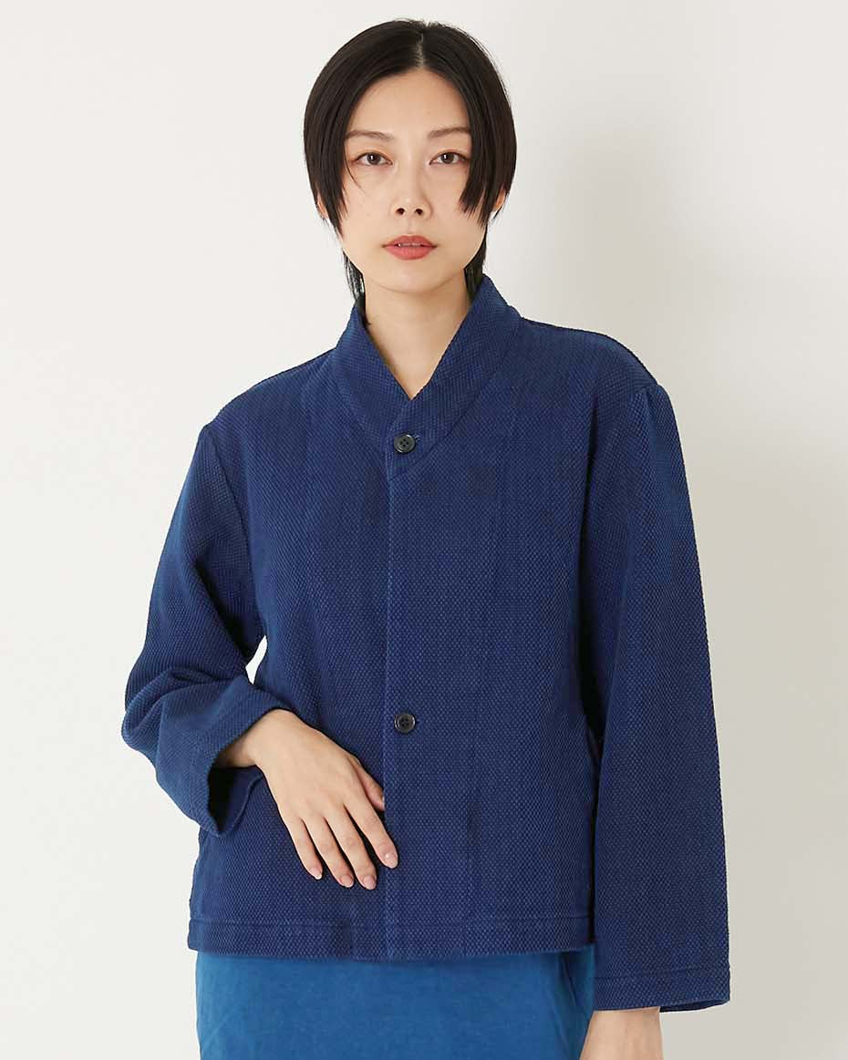 BLUE BLUE JAPAN WOMENS PURE INDIGO LIGHT SASHIKO HAORI JACKET