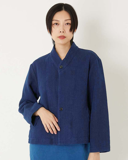 BLUE BLUE JAPAN WOMENS PURE INDIGO LIGHT SASHIKO HAORI JACKET