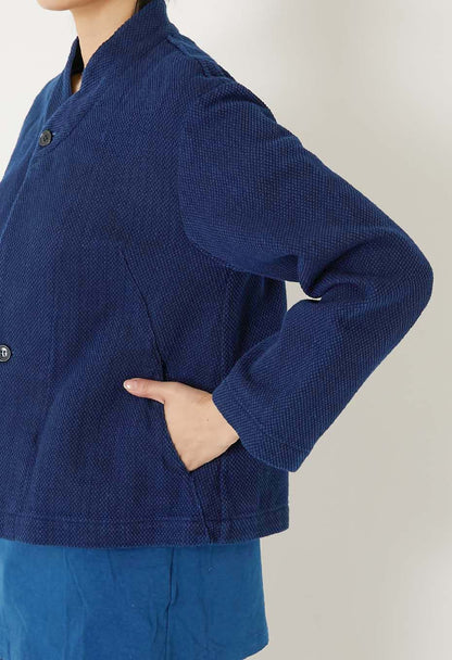 BLUE BLUE JAPAN WOMENS PURE INDIGO LIGHT SASHIKO HAORI JACKET