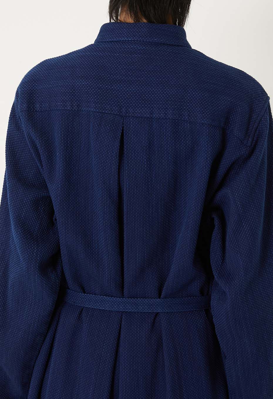 BLUE BLUE JAPAN WOMENS KASEZOME SASHIKO SHIRT DRESS - INDIGO