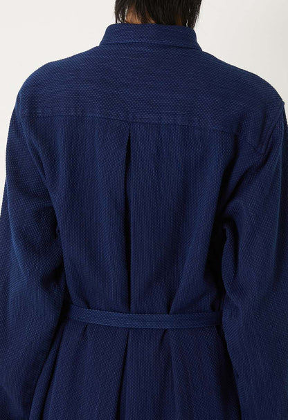 BLUE BLUE JAPAN WOMENS KASEZOME SASHIKO SHIRT DRESS - INDIGO