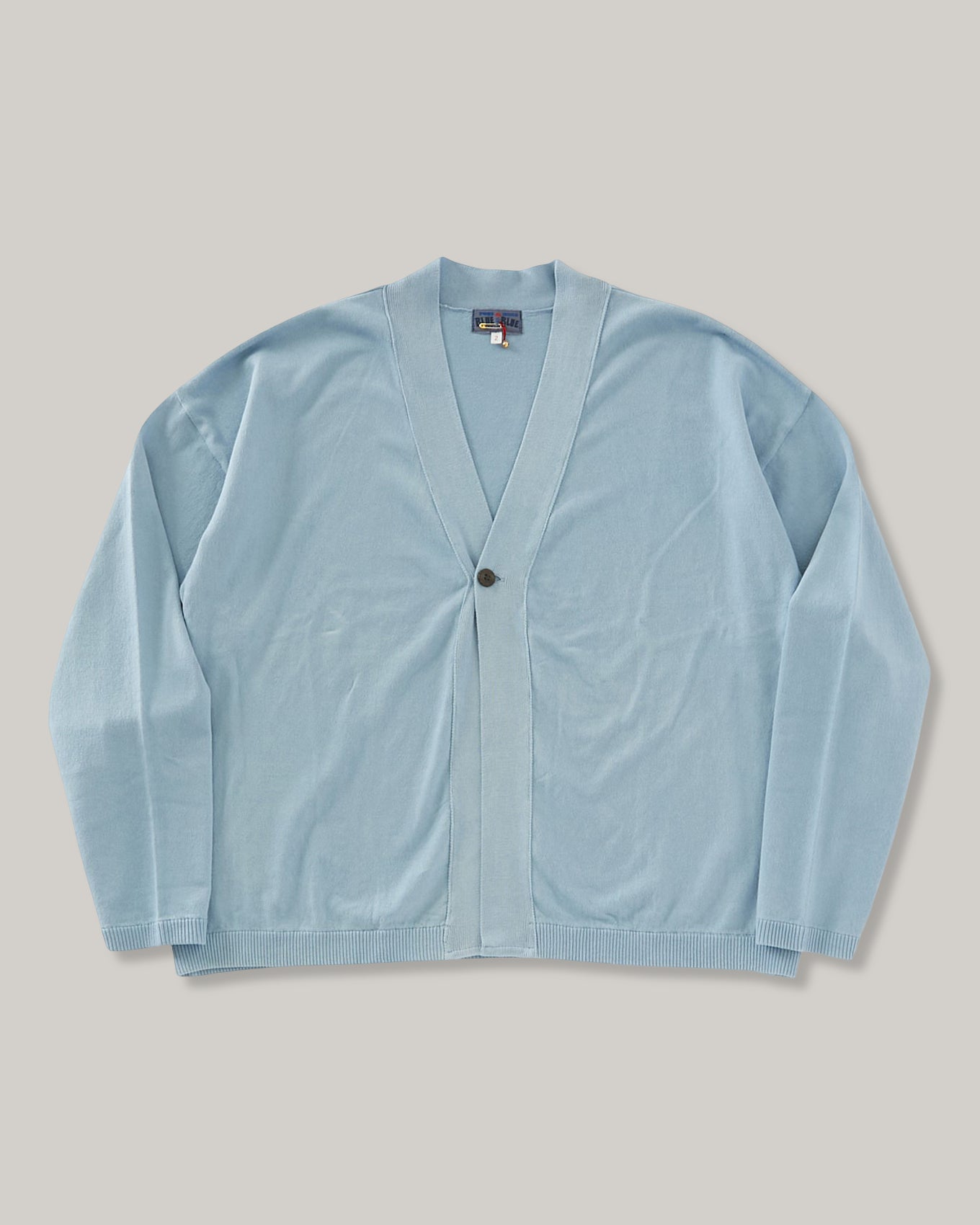 BLUE BLUE JAPAN ORGANIC COTTON PAPER YARN V-NECK CARDIGAN - BLUE