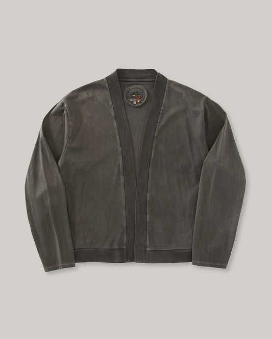 BLUE BLUE JAPAN AIRY SMOOTH PIGMENT DYED 'HAORI' CARDIGAN - BLACK
