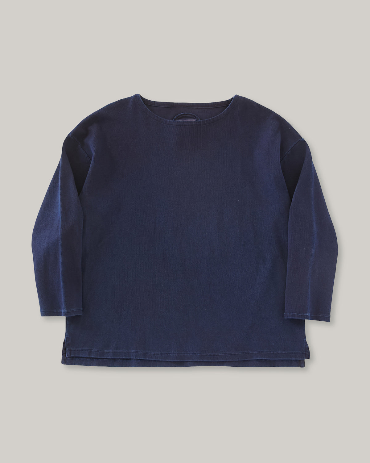 BLUE BLUE JAPAN SLUB COTTON RIB INDIGO HAND DYED BOAT NECK TEE