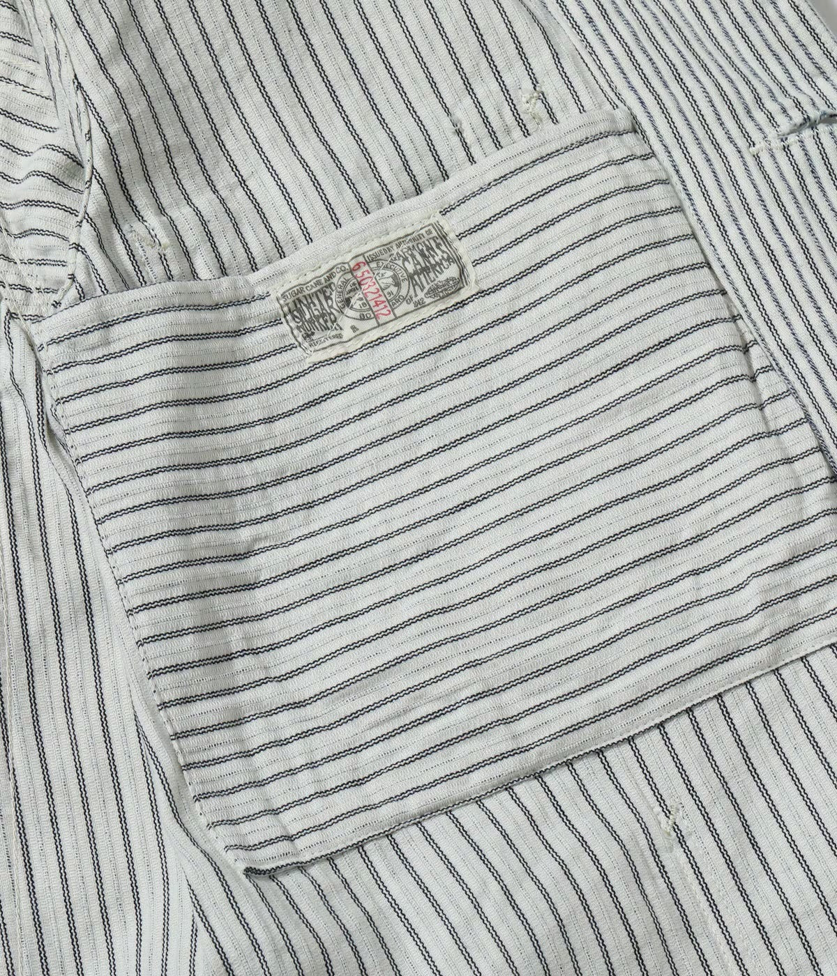 SUGAR CANE 'FICTION ROMANCE' 8oz. INDIGO STRIPE WORK COAT - OFF WHITE