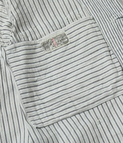 SUGAR CANE 'FICTION ROMANCE' 8oz. INDIGO STRIPE WORK COAT - OFF WHITE