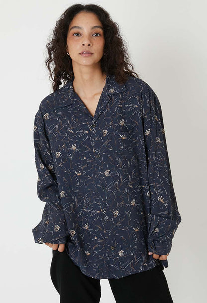 BLUE BLUE JAPAN RAYON ET CASABLANCA LILY LS SHIRT - DARK NAVY