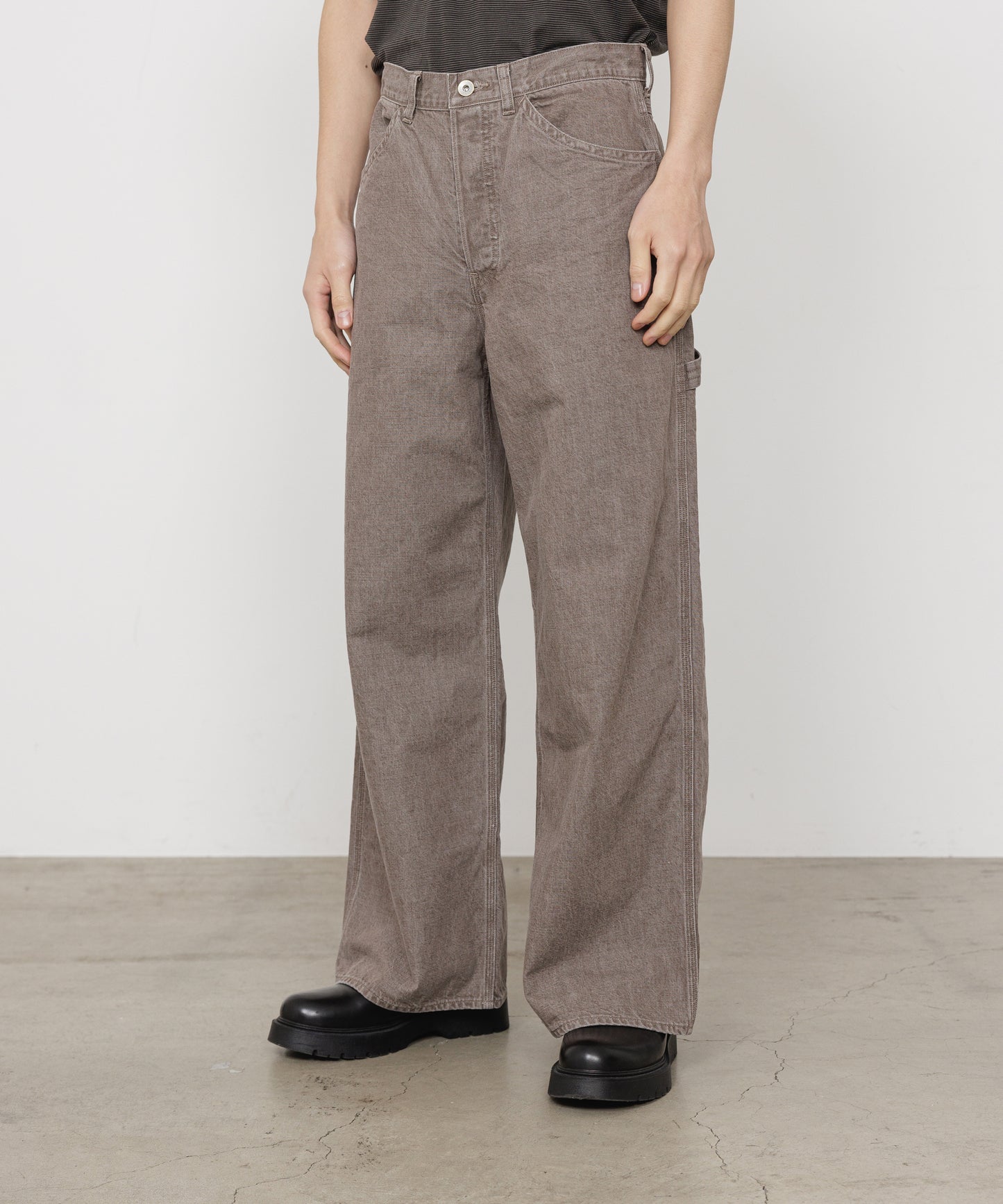 MARKA WIDE PAINTER PANTS - BROWN