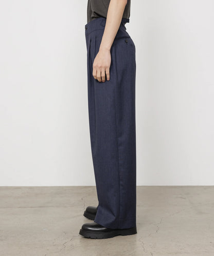 MARKA TROPICAL MELANGE TWO TUCK MILITARY TROUSERS - DARK NAVY