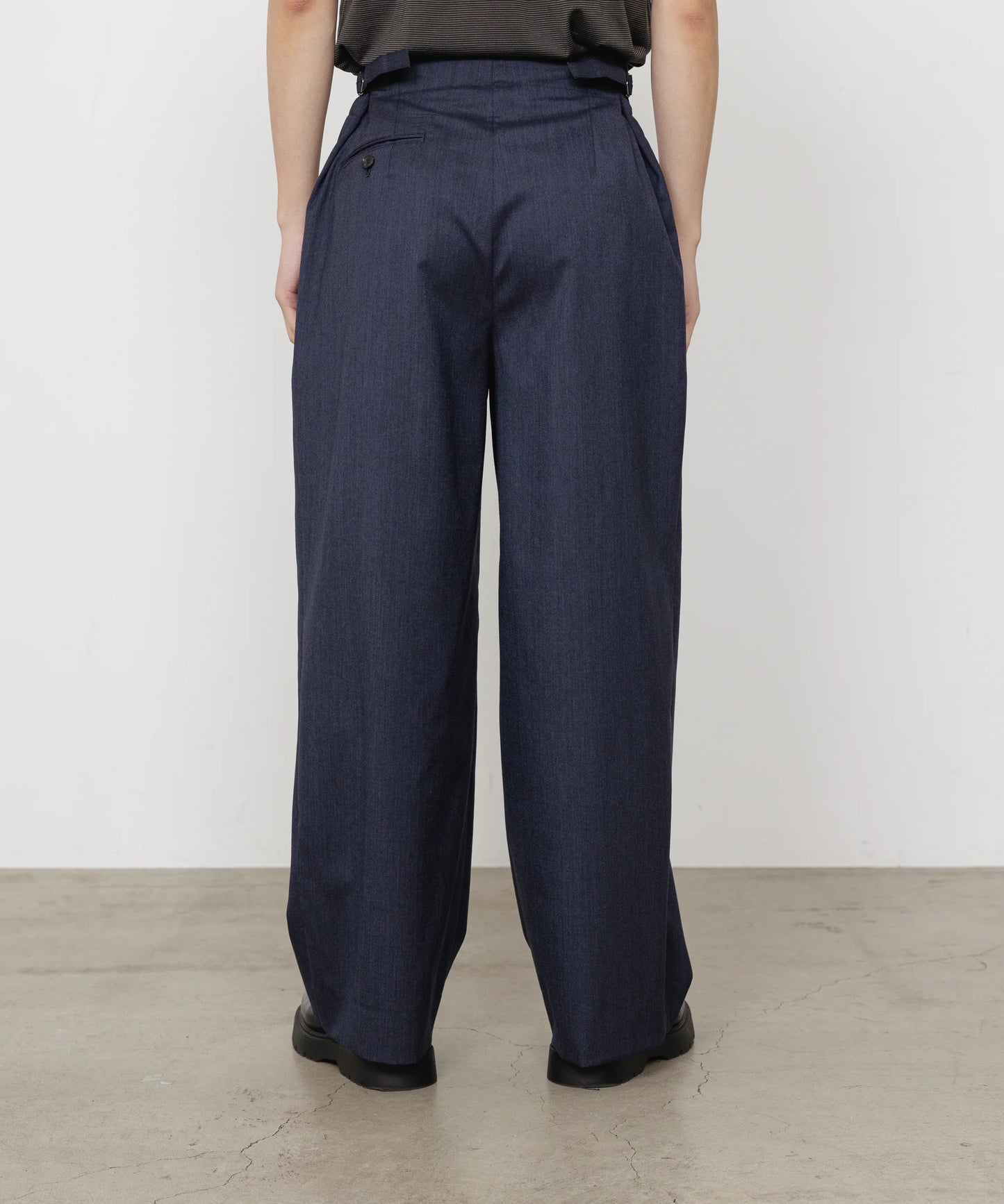 MARKA TROPICAL MELANGE TWO TUCK MILITARY TROUSERS - DARK NAVY