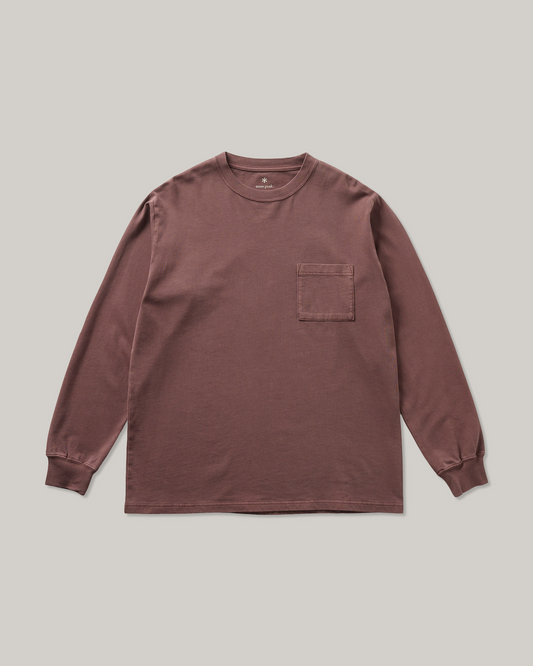 SNOW PEAK GARMENT DYED L/S T-SHIRT - BURGUNDY