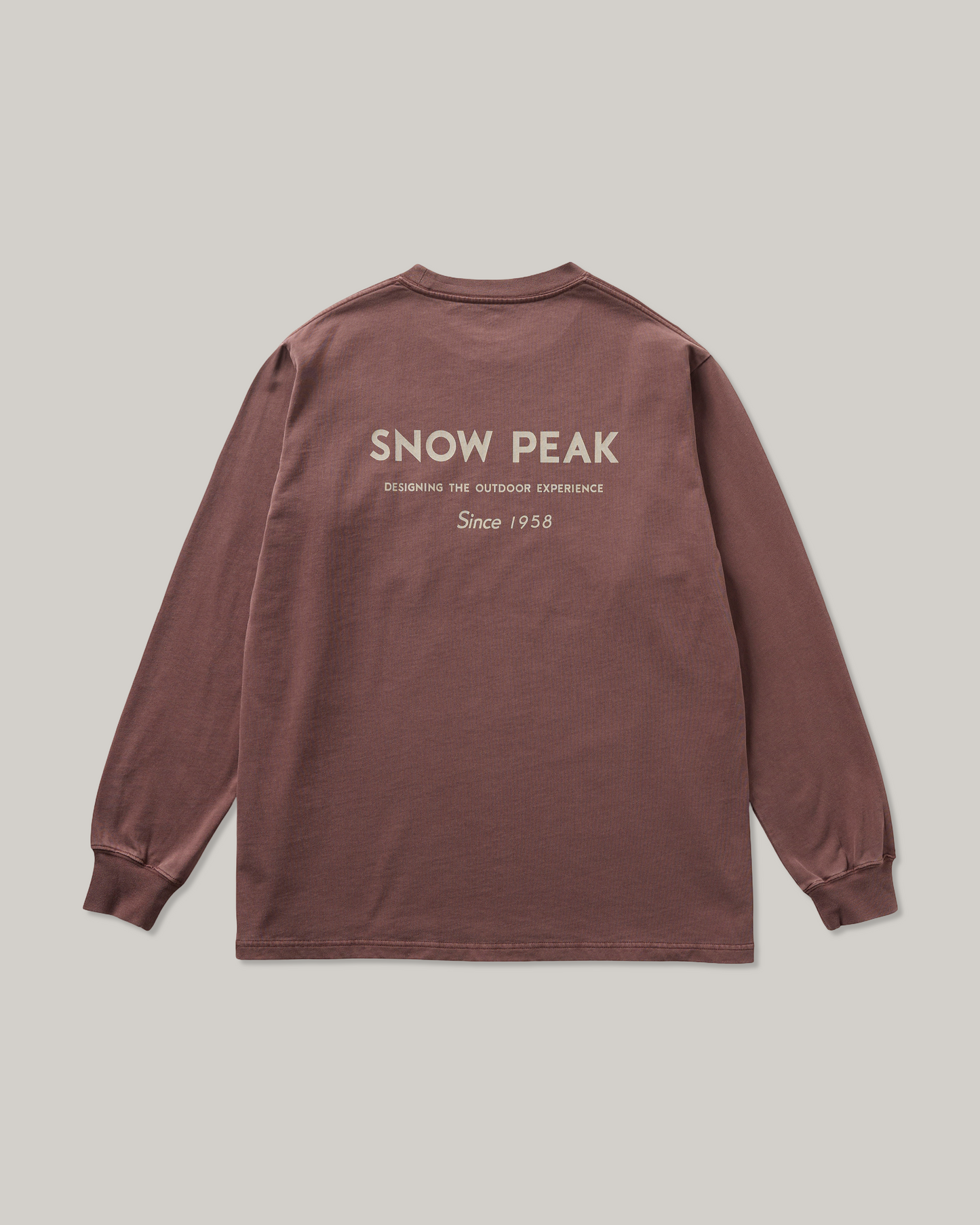 SNOW PEAK GARMENT DYED L/S T-SHIRT - BURGUNDY