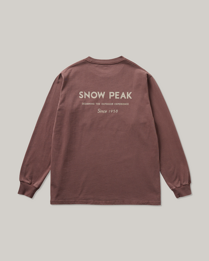 SNOW PEAK GARMENT DYED L/S T-SHIRT - BURGUNDY
