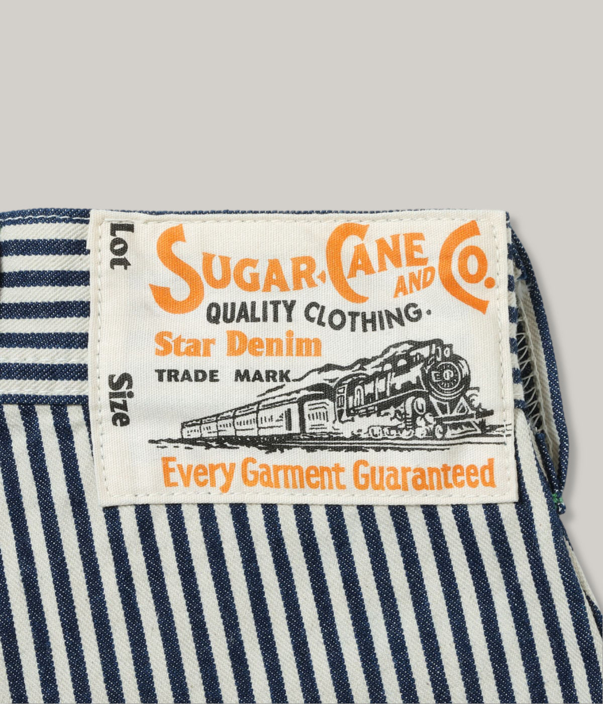 SUGAR CANE HICKORY STRIPE WORK PANT - NAVY BLUE