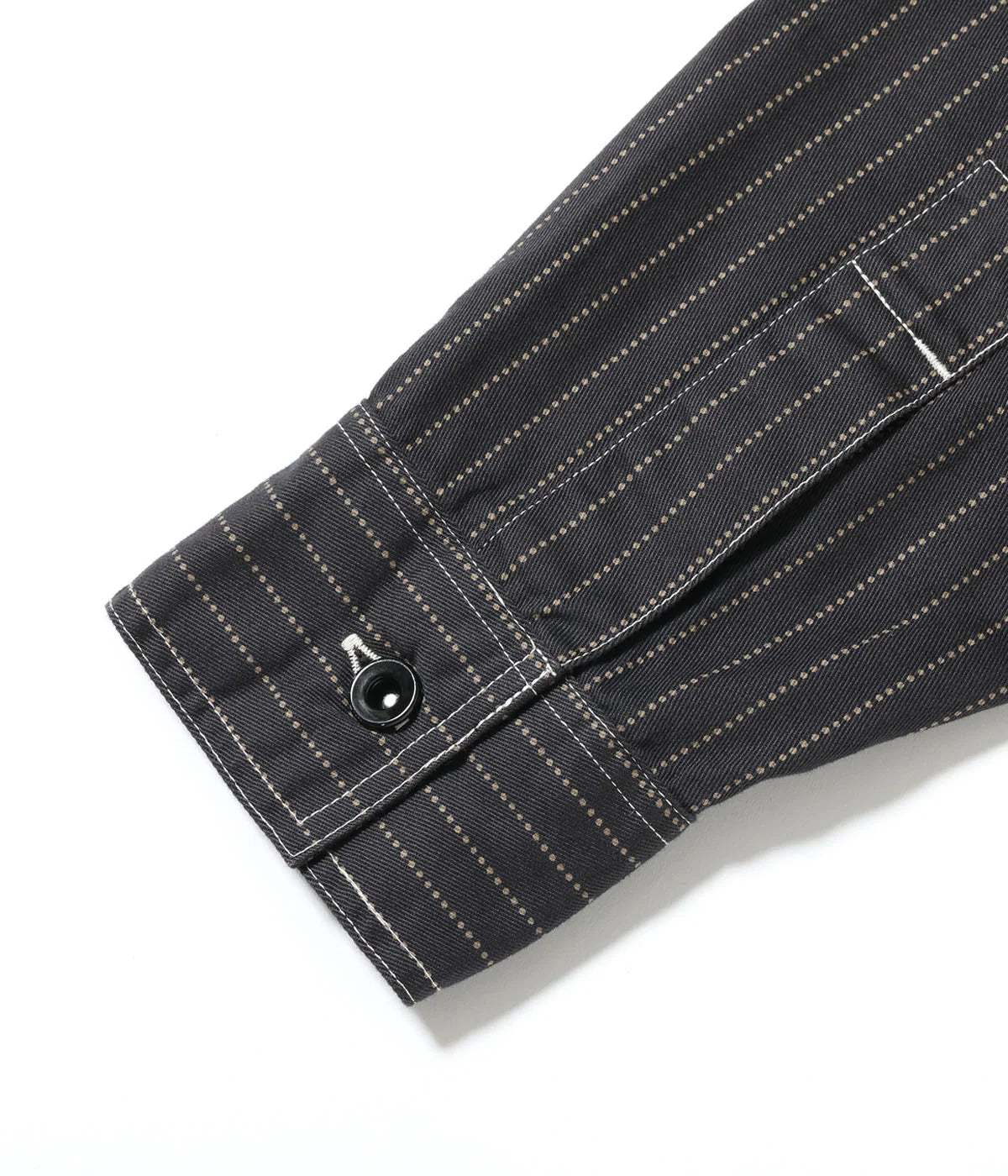 SUGAR CANE FICTION ROMANCE 8.5oz. WABASH STRIPE WORK SHIRT - BLACK