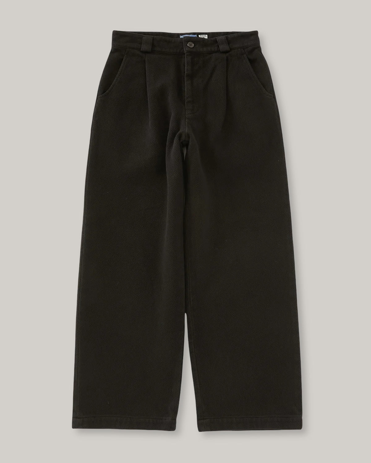 BLUE BLUE JAPAN DARK BLACK DOUBLECLOTH SASHIKO TUCKED WIDE PANTS - BLACK
