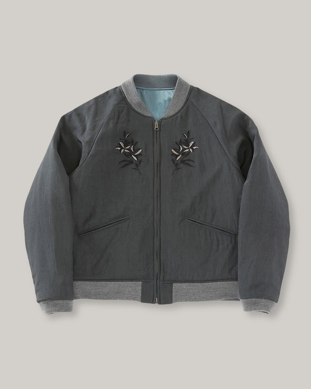 BLUE BLUE JAPAN 'HANA NI TORA' REVERSIBLE SOUVENIR JACKET - BLACK