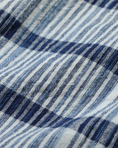 SUGAR CANE FICTION ROMANCE 5oz. INDIGO CHECK WORK SHIRT - OFF WHITE