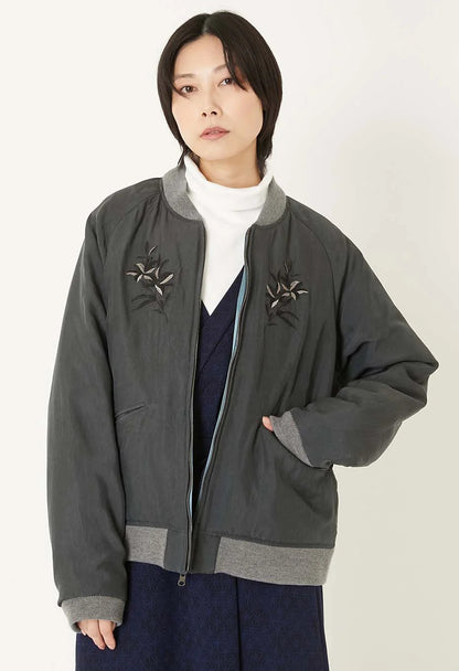 BLUE BLUE JAPAN 'HANA NI TORA' REVERSIBLE SOUVENIR JACKET - BLACK