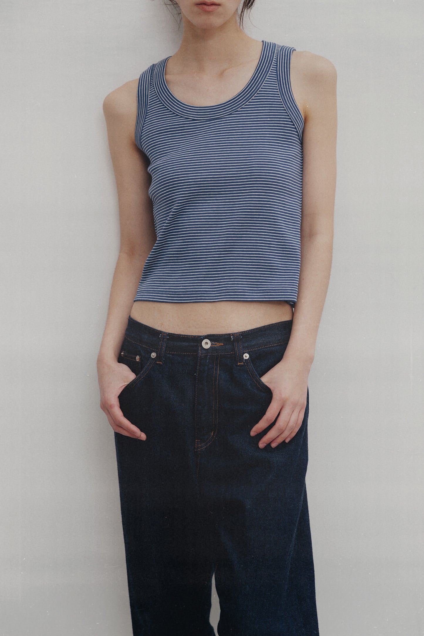 NOTHING WRITTEN SAILOR SLEEVELESS TOP - BLUE