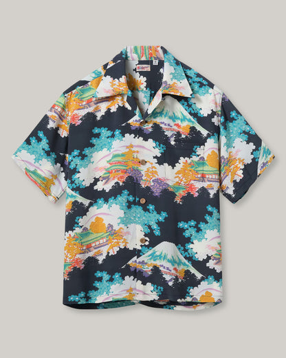 SUN SURF RAYON HAWAIIAN SHIRT “ANCIENT CAPITAL” - BLACK