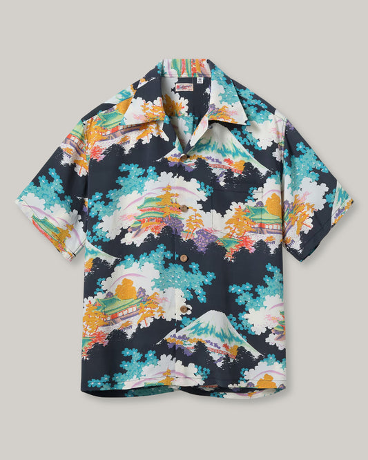 SUN SURF RAYON HAWAIIAN SHIRT “ANCIENT CAPITAL” - BLACK