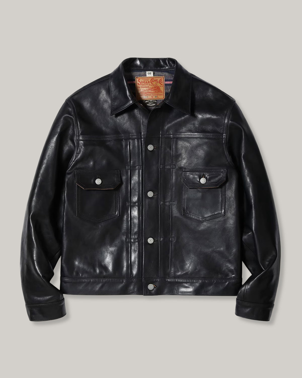 SUGAR CANE 1953 HORSEHIDE LEATHER JACKET - BLACK