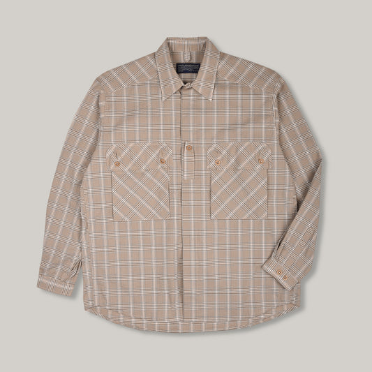 1ST PAT-RN PATH OVERSHIRT - BEIGE GLENCHECK