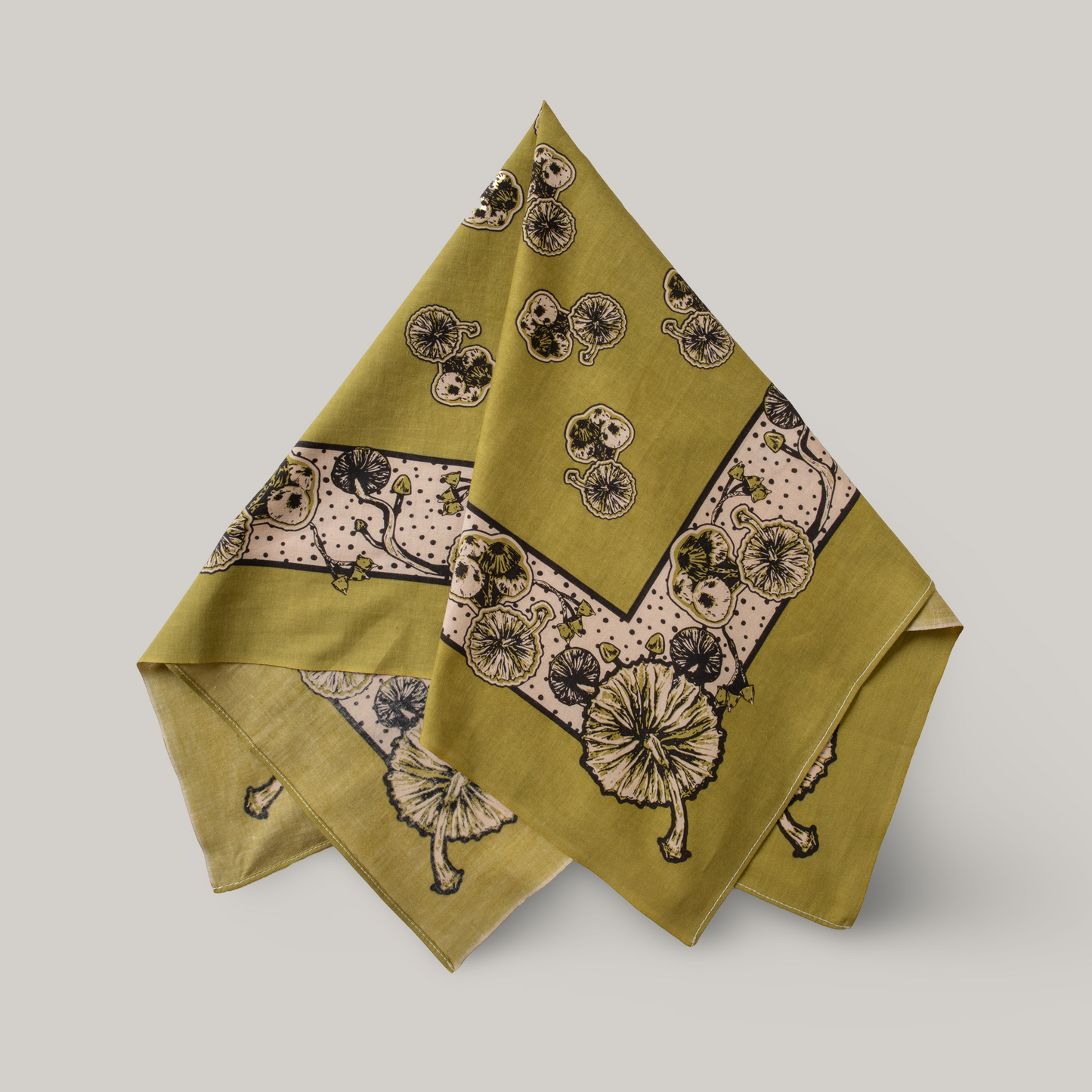 ONE EAR BRAND "SINCERITY" BANDANA - MEJIRO GREEN (MUSHROOM)