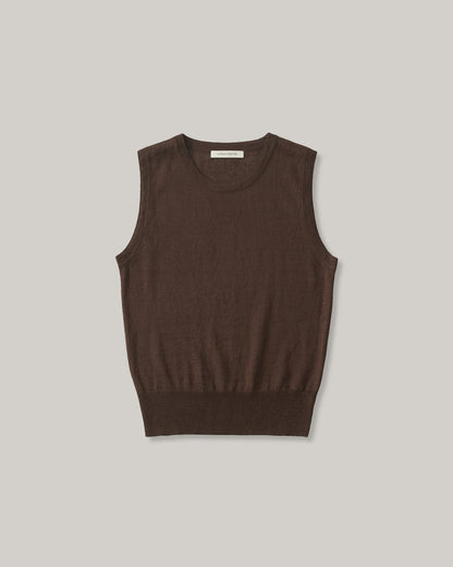 NOTHNG WRITTEN ROLA LINEN SLEEVELESS - BROWN