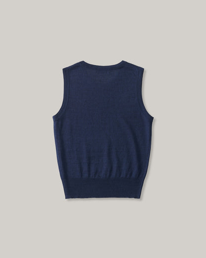 NOTHNG WRITTEN ROLA LINEN SLEEVELESS - NAVY