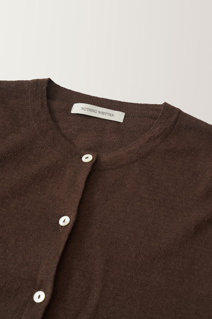 NOTHING WRITTEN ROLA LINEN CARDIGAN - BROWN