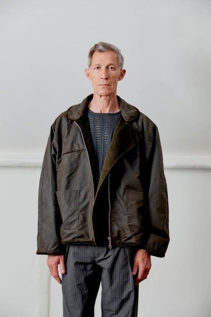 CAWLEY BRITISH OILSKIN FLYING JACKET - OLIVE