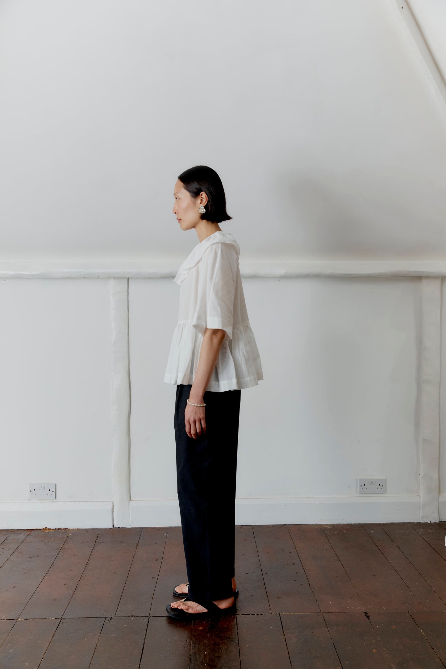 CAWLEY JAPANESE STITCH COTTON GEORGIA TROUSER - WASHED BLACK