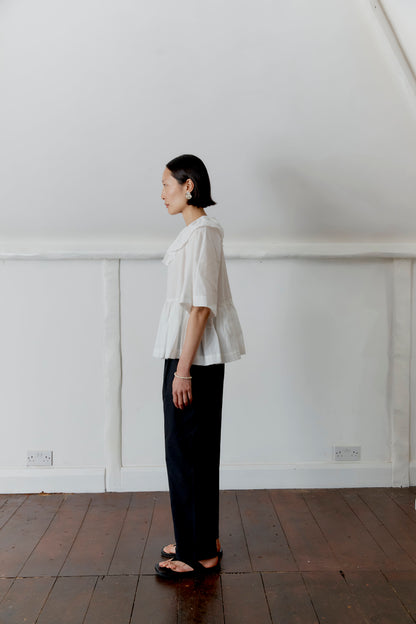 CAWLEY JAPANESE STITCH COTTON GEORGIA TROUSER - WASHED BLACK