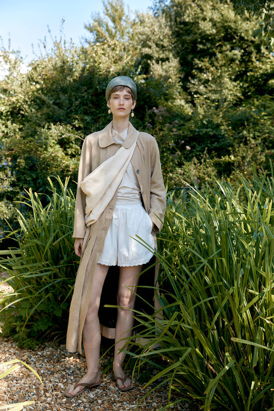 CAWLEY STRETCH WRINKLE LEATHER PLEATED CROSSBODY BAG - IVORY