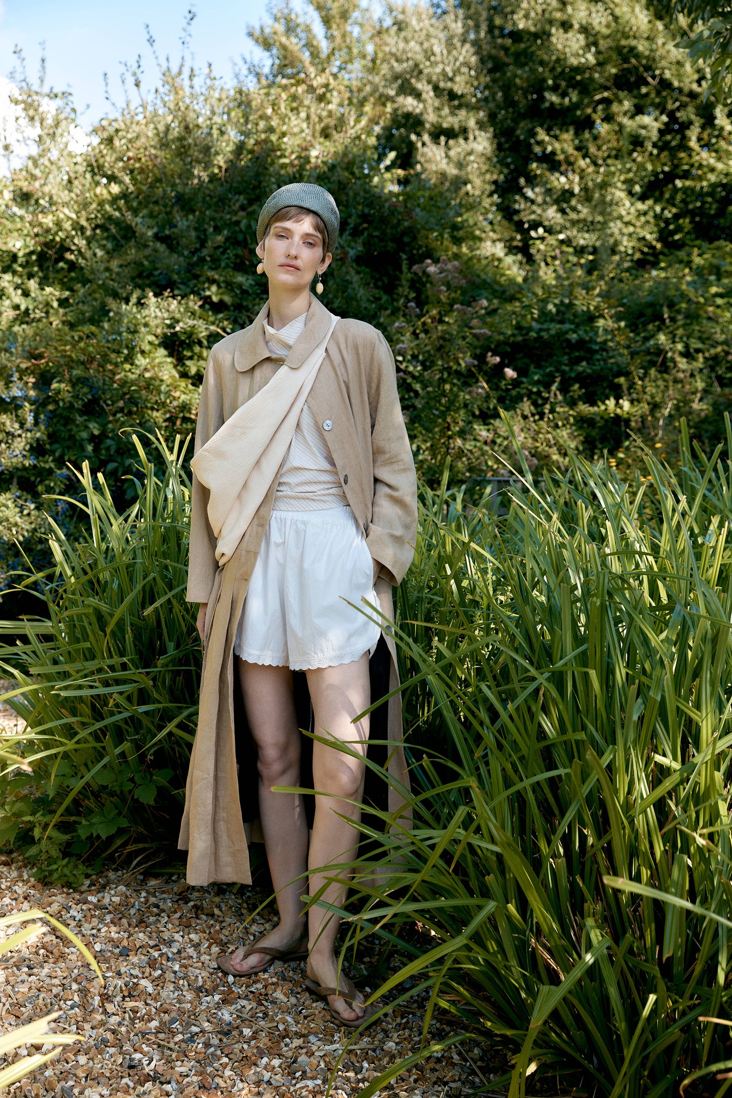 CAWLEY STRETCH WRINKLE LEATHER PLEATED CROSSBODY BAG - IVORY